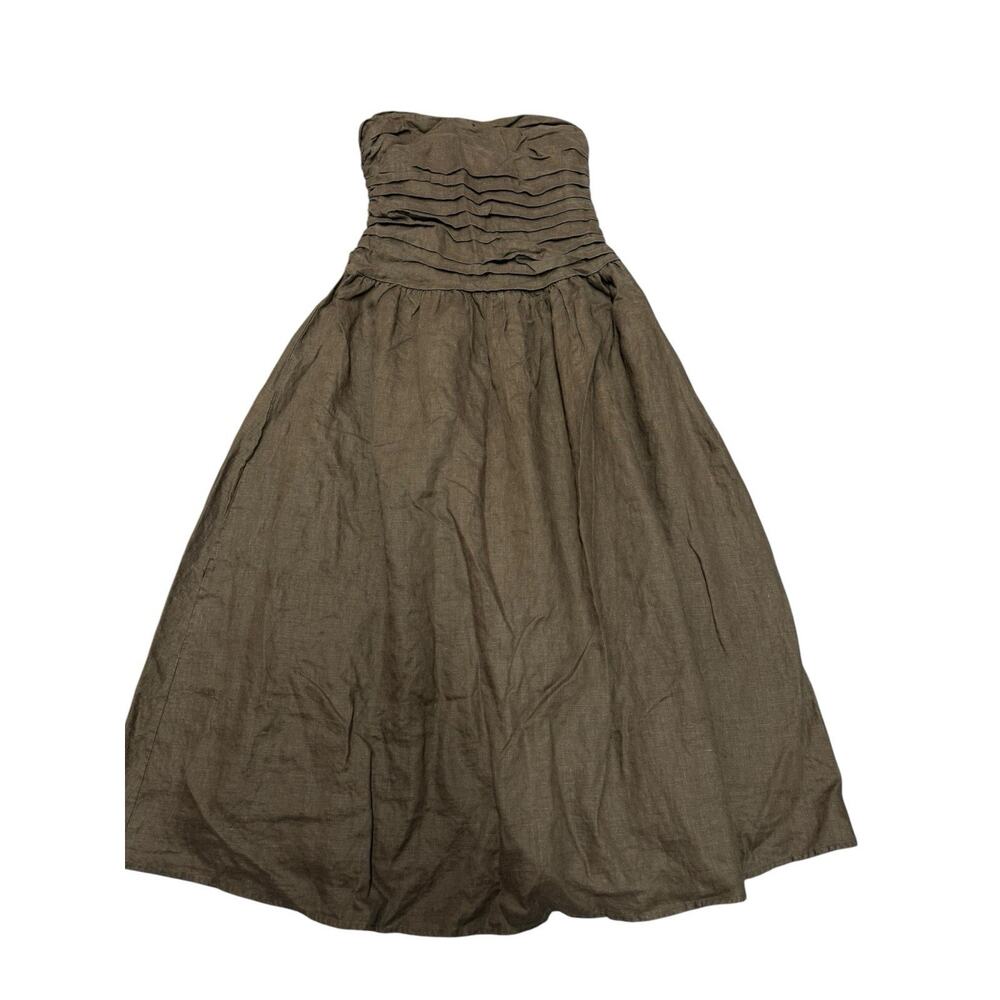 DISSH Aubriella Burnt Choc Linen Strapless Midi Dress US 8 Brown - Picture 6 of 10